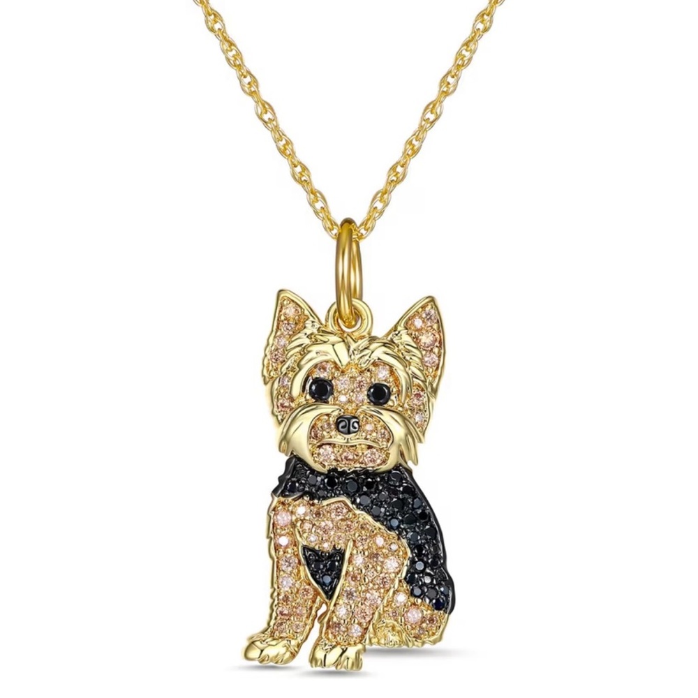 NWB Scamper & Co Royal Yorkshire Terrier Puppy Sterling Silver Pendant Necklace